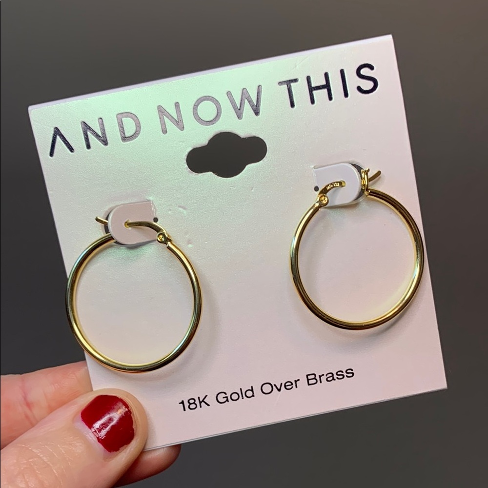 And Now This 18K Gold Over Brass Hoop Earrings